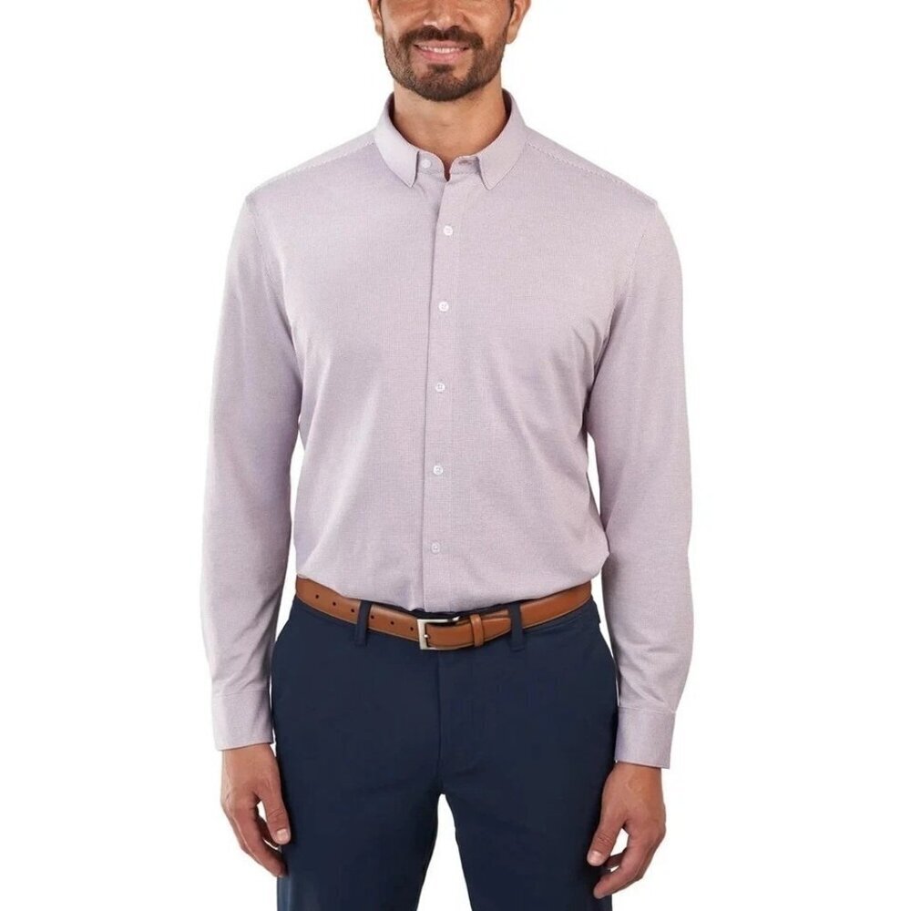 Kirkland Signature Men's XXL 18-19 Knit Button Up Dress Shirt Modern Fit M0353